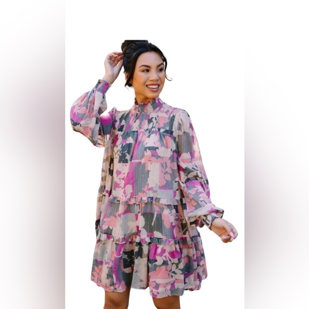 Fate Abstract Print Oversized Short Dress Size S